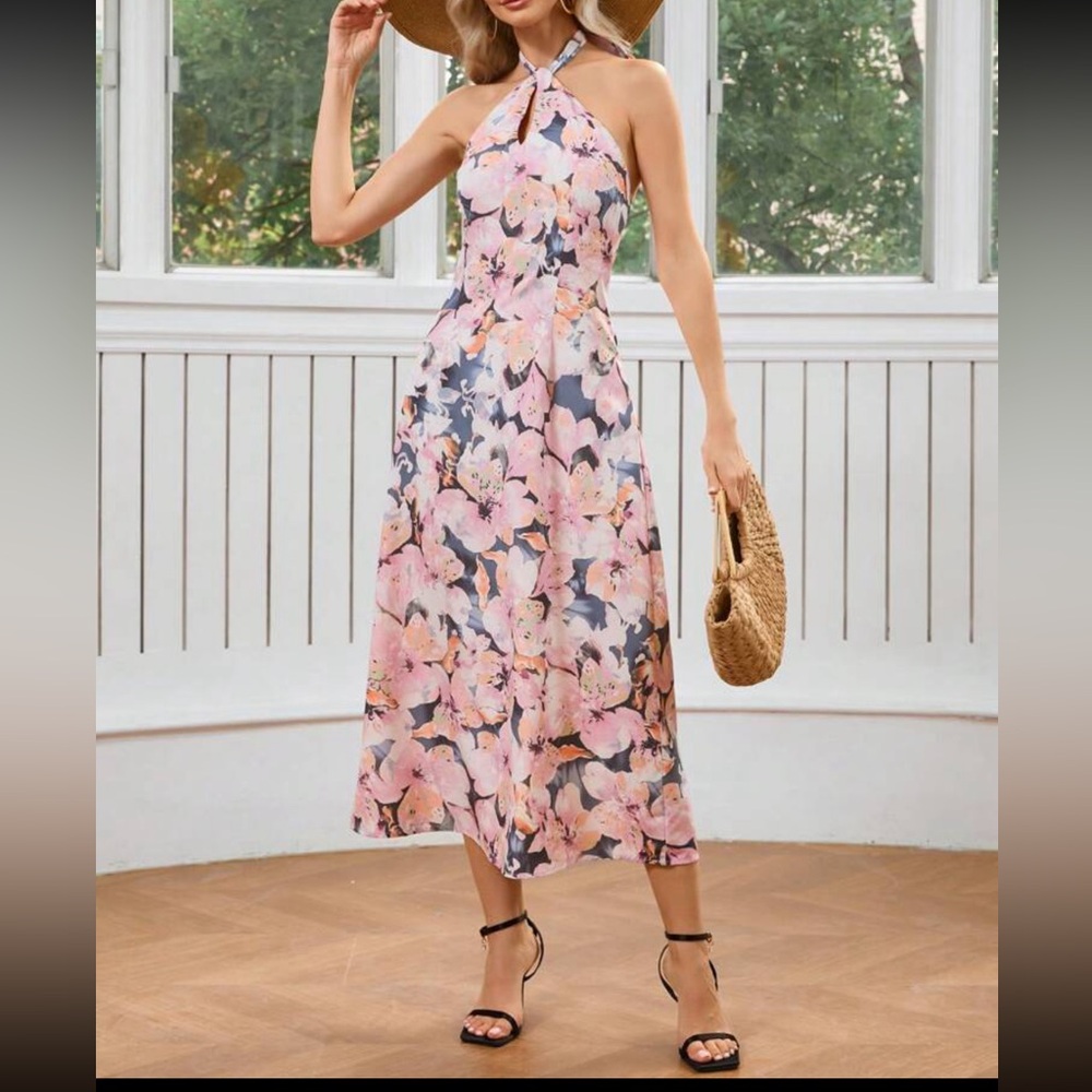 Pink and blue long dress